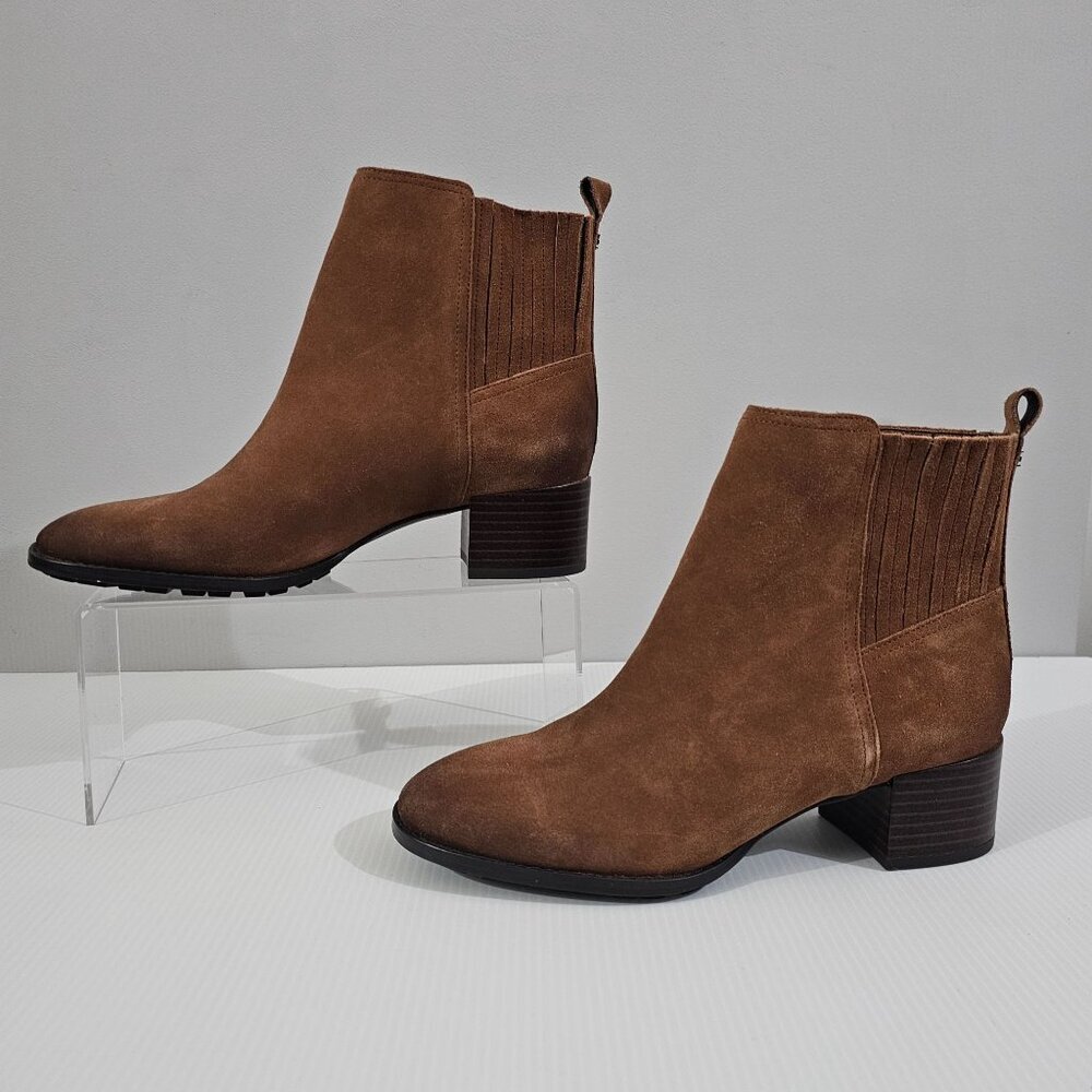 Sam Edelman Kaiti Chelsea Ankle Boot Womens 7 Brown Suede Block Heel Western NEW - Picture 2 of 12